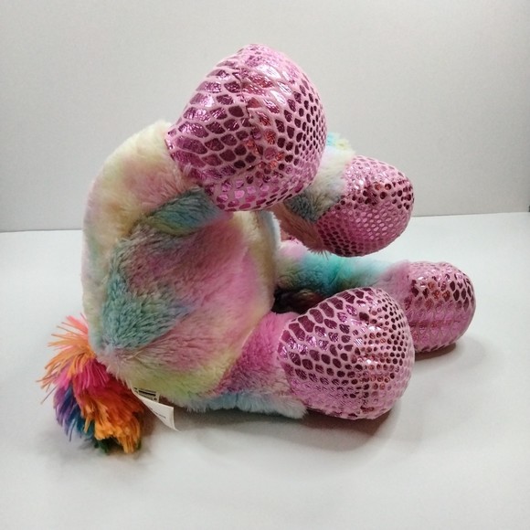 KELLYTOY FANTASY PETS TIE DYE RAINBOW PASTEL GLITTER 16” UNICORN PLUSH TOY - Picture 12 of 15